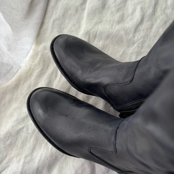 Born Shaunie Black‎ Leather Women’s Riding Boot Size 6 Wide Calf New $240